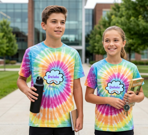 Delulu_not_Solulu_1 Youth Tie-Dye Tee — "Delulu Is Not The Solulu" Kids T‑Shirt
