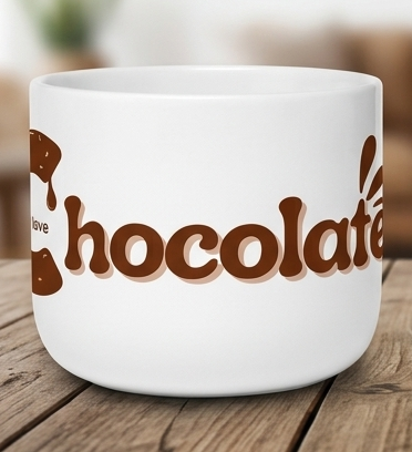 cup1 Latte Mug β "I Love Chocolate" 25oz Ceramic Coffee Cup